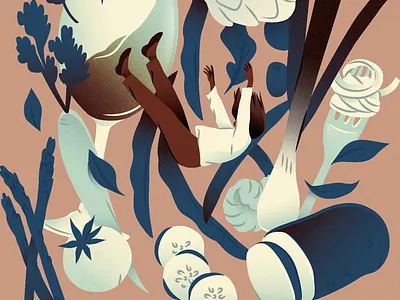Serving and Being Served editorial art food illustration vector
