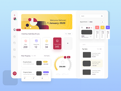 Property Dashboard adobe xd app branding chart dashboard design figma illustration property ui ux vector