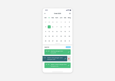 Calendar daily ui design ui