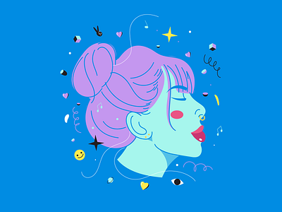 Purple Hair character colors design fun illustration personal project profile purple retro woman