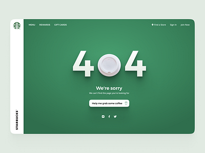 Challenge #008 404 dailyui dailyui 008 starbucks web