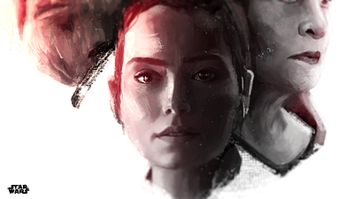 A long time ago, in a galaxy far, far away... digital painting leia luke portrait rey skywalker star wars