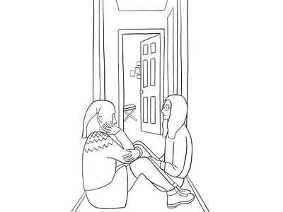 Day 4: Chitchat black and white cartoon daily doodle drawing girls home illustration line lineart minimal procreate