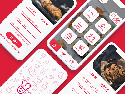 Bakery App UI app bakery branding clean design flat food graphic logo minimal mobile ui