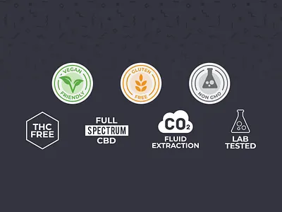 Icons for CBD Brand branding cbd cbd branding co2 fluid extraction icon full spectrum icon gluten free icon graphicdesign icon design icons icons for cbd icons for cbd brand lab tested icon non gmo icon thc free icon vaping vegan friendly icon