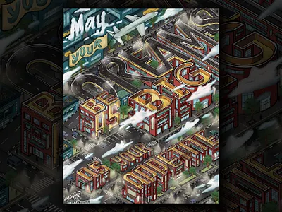 "Dream Big" Isometric Lettering Illustration digital lettering hand lettering illustration illustrator art isometric isometric art isometric design isometric illustration lettering typography