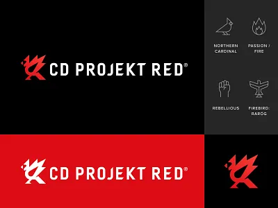 CD PROJEKT RED Rebranding bird bird logo branding cardinal cd projekt red firebird logo logotype mark northern cardinal rebrand rebranding witcher