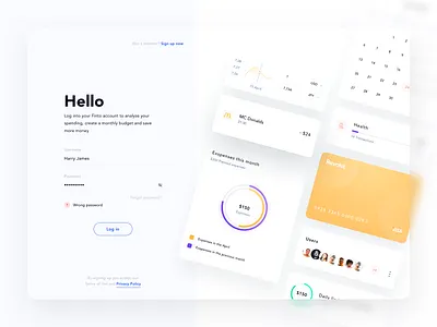 Login screen / Expenses - app card chart clean dashboard design finance login payment sing in tax taxi app ui welcome