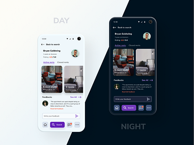 Appartments landloard User profile 006 dailyui dailyui 006 dark mode figma graphics mobile mobile app night mode profile rent app ui ui design user user interface user profile ux