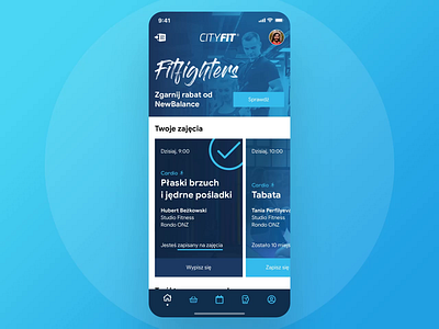 CityFit - Classes android animation app classes design fit fitness fitness app flat gym interface ios minimal mobile schedule sketch ui ux