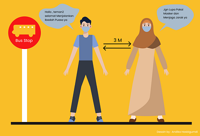 Selamat Menjalankan Ibadah Puasa bus stop caracter design figma flatdesign icon illustration ilustrasi ui ux vector