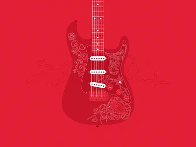 Jimi Hendrix Monterey Guitar design desktop electric guitar fender guitar guitars illustration red redesign stratocaster vector