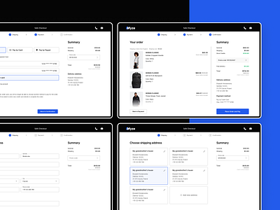 Checkout flow on E-commerce 💳 address book checkout checkout flow e commerce flow mobile mobile checkout mobile ui myze payment form payment method progress bar shopify ui ux webdesign webdesigns woocommerce