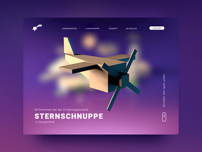 kindergarden website plane 3d 3d animation 3d art children kids kindergarden landingpage motion paper art plane ui uiux webdesign