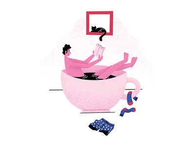 Coffee Bath bath chill coffee illustration people reading specialty coffee