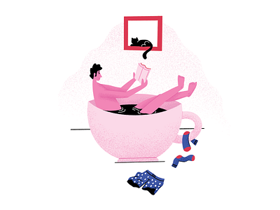 Coffee Bath bath chill coffee illustration people reading specialty coffee