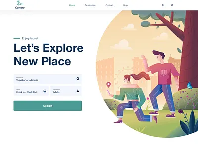 Travel web | Let's explore new place adventure clean creative design gradient holiday illustration journey landingpage layout summer tourism travel trip trip planner ui vacation web webdesign website