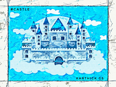 Blue Castle blue castle design illustration karthick studios pencil sketch sketch sky