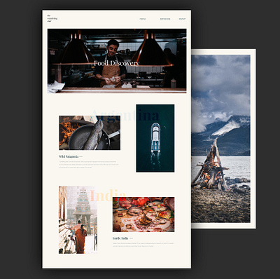 The Wandering Chef - Editorial Web Design chef chefs cooking food foodie interface design minimal minimalist pastel color photography restaurant sketchapp travel traveling typography ui ux webdesign website concept website design
