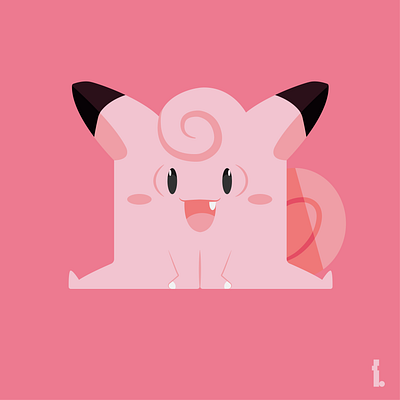 Clefairy art clean design flat illustration illustrator minimal pink pokemon vector
