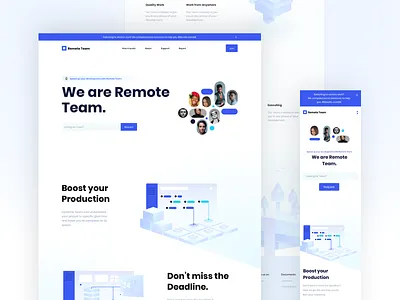 Remote Team Landing Page 2020 trend creative design illustration landing page typography ui ux web website