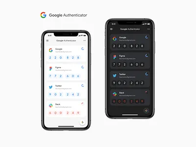 Google Authenticator app authenticator concept design mobile redesign typography ui ux