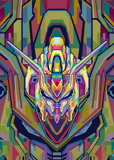 GUNDAM abstract abstract art abstract design beautiful colorful colors commission open geometric gundam japan japanese popart wpap