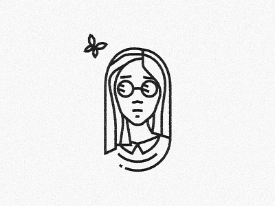 Young Girl branding butterfly character girl glasses head illustration inkscape logo long hair teen young