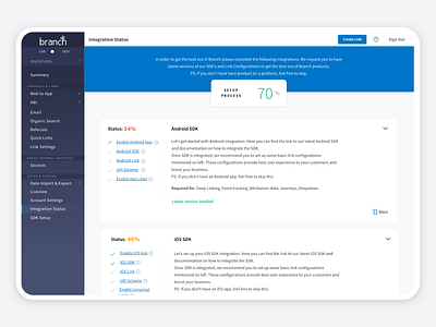 IntegrationStatus branch branch metrics dashboard dashboard ui design setup