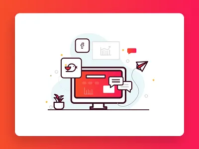 Digital Marketing Illustration branding design digital icon illustration mailing marketing search engine socialmedia vector vector illustration web