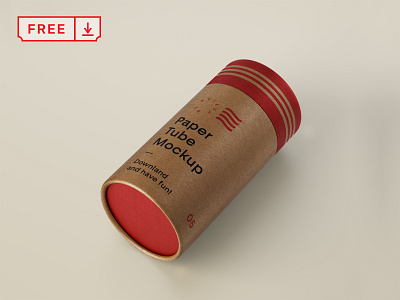 Free Cardboard Tube Mockup branding cardboard download free illustration logo mockup print psd tube typography