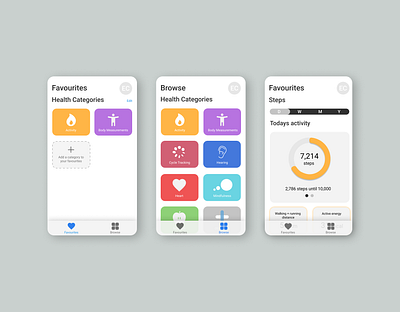 Apple Health Redesign app apple exercise gym health illustration interaction interactive iphone redesign smartphone sports ui ux vector