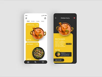 Restaurant app UI app branding concept creative daily ui dark delivery app delivery service design designs minimal responsive design restaurant restaurant app ui ui uiux ux xd design xddailychallenge