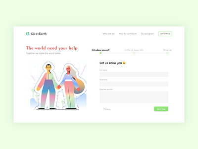 GreenEarth Registration dailyui design earth flat ui ux volunteer web