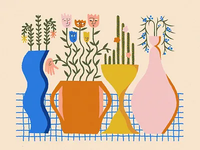 JOY / 06 color flowers illustration joy procreate texture vases