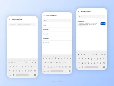 Symptom Checker - Symptom Input app design flat health health app health care healthcare healthy medical medical app medical care medical design minimal ui ux