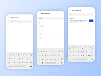Symptom Checker - Symptom Input app design flat health health app health care healthcare healthy medical medical app medical care medical design minimal ui ux