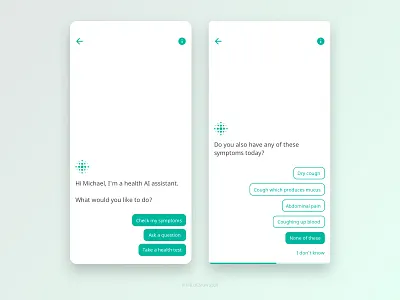 Chatbot - Symptom Checker app chatbots design flat health health app health care healthcare healthy medical medical app medical care medical design minimal ui ux