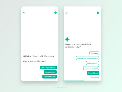 Chatbot - Symptom Checker app chatbots design flat health health app health care healthcare healthy medical medical app medical care medical design minimal ui ux