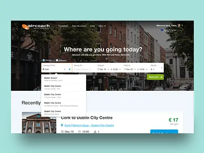 Aircoach redesign bus business design flat minimal redesign ui uidesign ux web