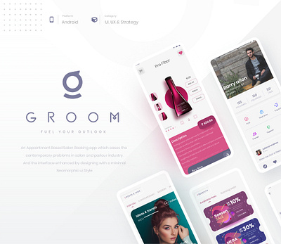 Groom Salon Booking Appp appointment contemporary interaction interactive design salon soft ui