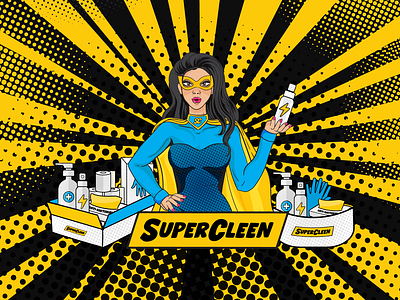 SuperCleen Branding & Illustrations brand brand and identity brand identity branding comic comic art design identity illustration illustration design illustrator logo logo design postcard postcard design superhero superman superwoman vector