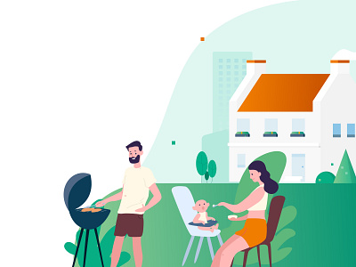 Chill & Grill con familia barbecue chill design design art grill illustraion illustration