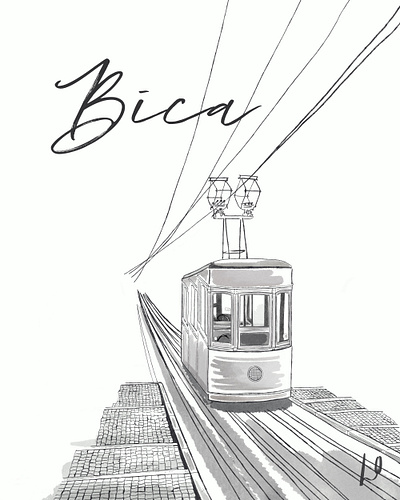 Bica Tram illustration lisbon portugal procreate tourist tram line trams travel art travel artist