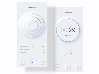 Tabata timer app app ui design mobile modern ui neumorphic neumorphism tabata timer ui ux