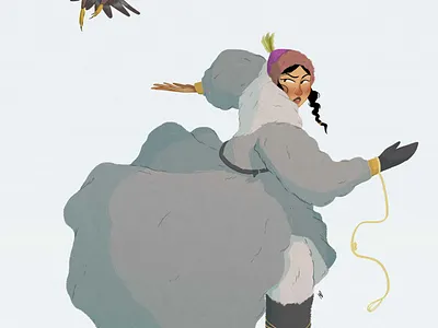 Mongolian eagle hunteress animation art artist artwork character characterdesign childrenillustration design doodle illustraion