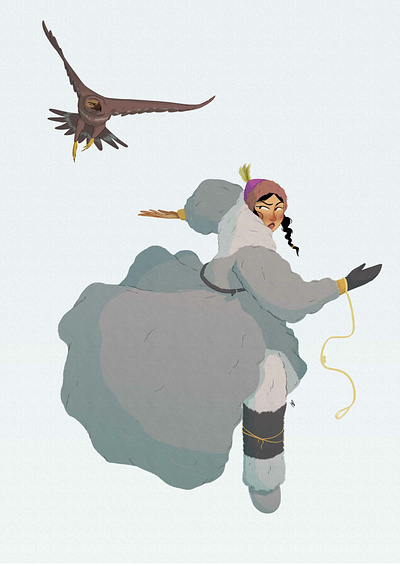 Mongolian eagle hunteress animation art artist artwork character characterdesign childrenillustration design doodle illustraion