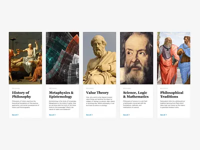 Philosophy topics close-up cards design flat minimal philosophy typography ui uidesign ux web