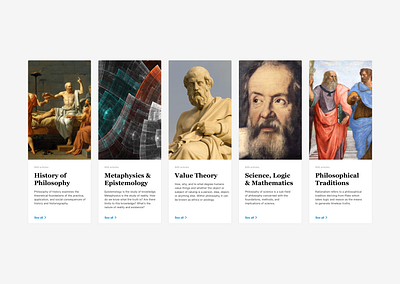 Philosophy topics close-up cards design flat minimal philosophy typography ui uidesign ux web