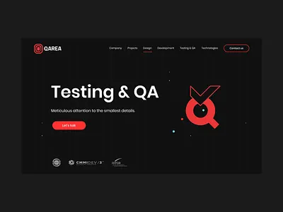 QArea Website Redesign dark dark mode dark theme dark ui geometric geometry illustration illustrations it it company qa redesign testing ui ux website website design